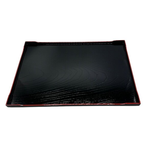 Japanese Black shine rectangle plastic Tray Red Rim - Elegant Design READ NEW - Picture 1 of 8